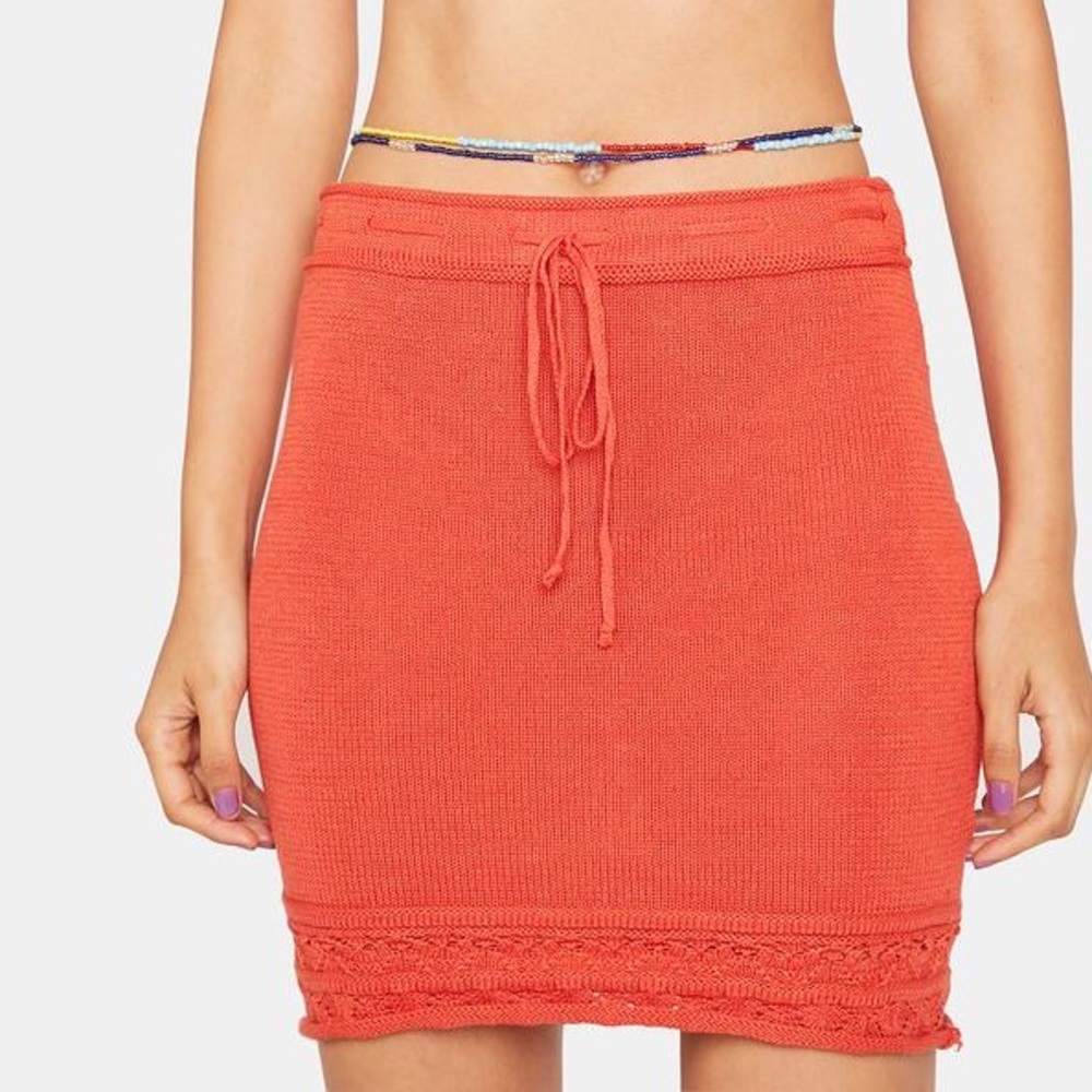 Dolls Kill crimson”Follow the Bliss” crocheted skirt size large